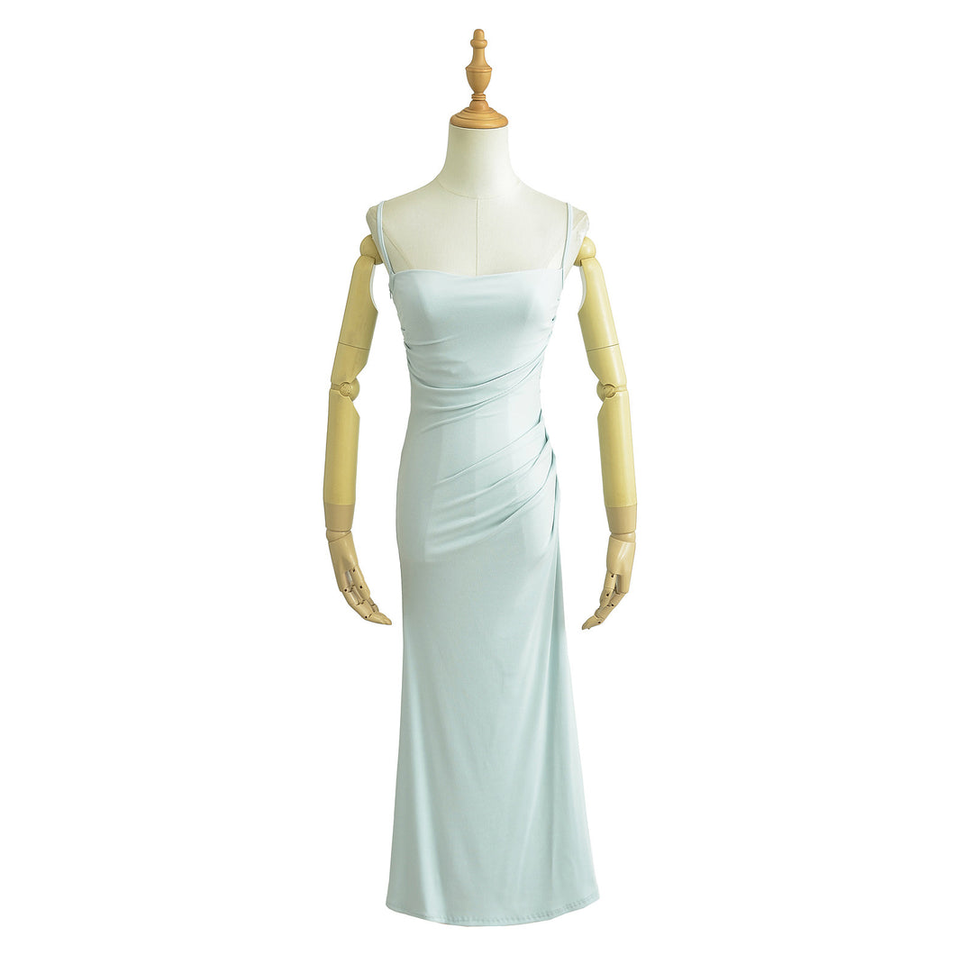 Dame elegant Maxikjole med raffinerede draperinger og svajende kant Stilla