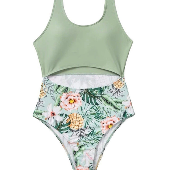 Dame Én del Badedrakt med blomsteret kutt-design og høj liv-snit Stilla