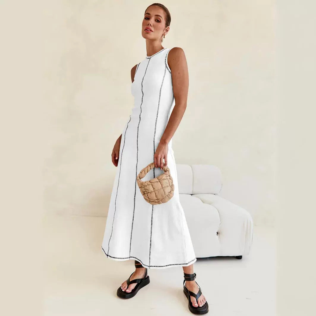 Dame elegant Maxikjole med struktureret ribdesign og smal pasform Stilla