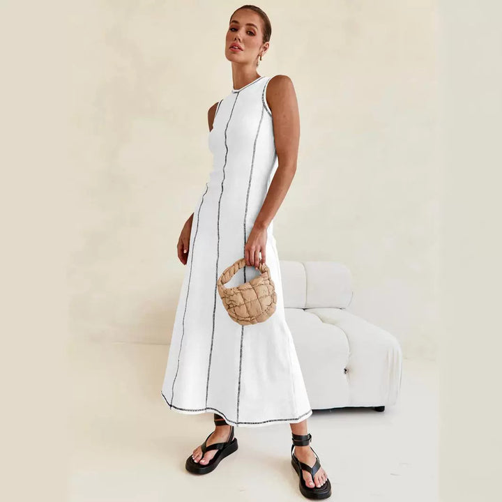 Dame elegant Maxikjole med struktureret ribdesign og smal pasform Stilla