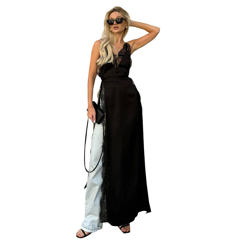 Femme Elegant Spidsbesat Maxi-Kjole Stilla