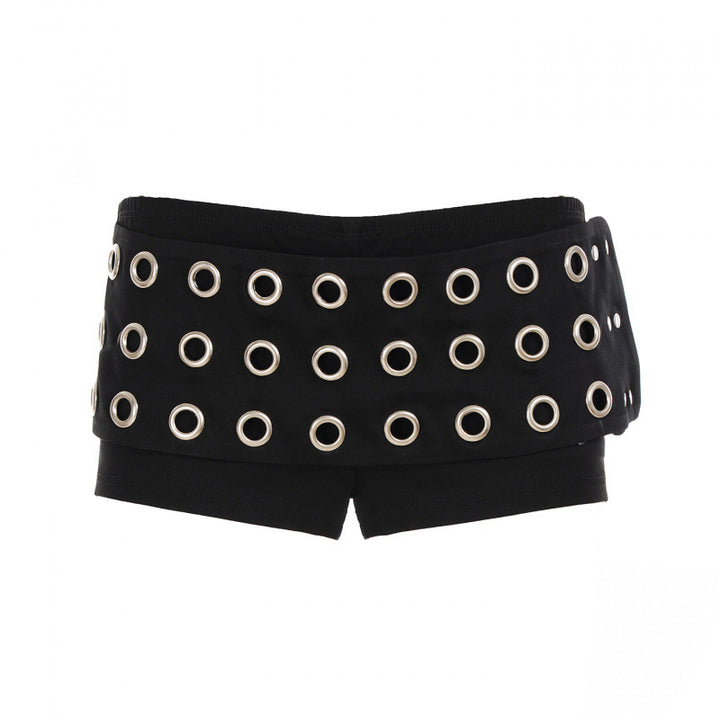 Damen modischer Minirock mit asymmetrischem Schnitt und metallischen Details Skovae