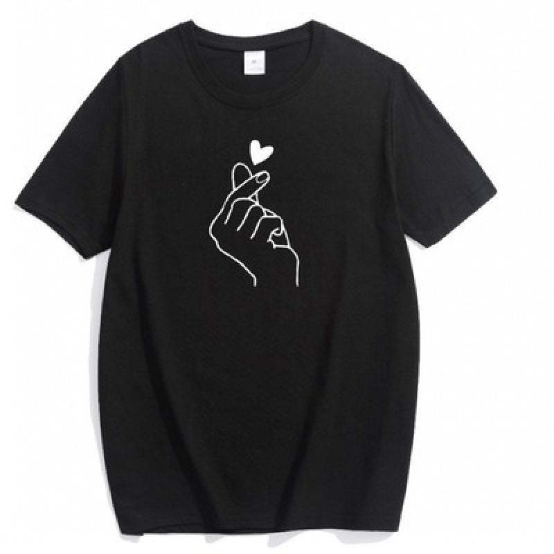 Kvinders T-shirt med kreativ hjerte-design og løs pasform Stilla