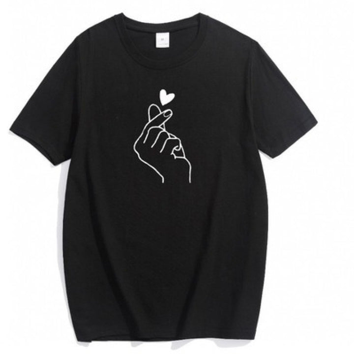 Kvinders T-shirt med kreativ hjerte-design og løs pasform Stilla
