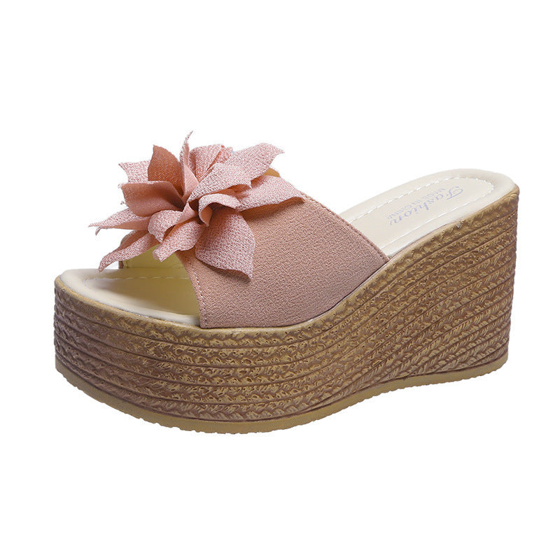 Dame platform sandaler med blomsterdekoration og skridsikker sål Stilla