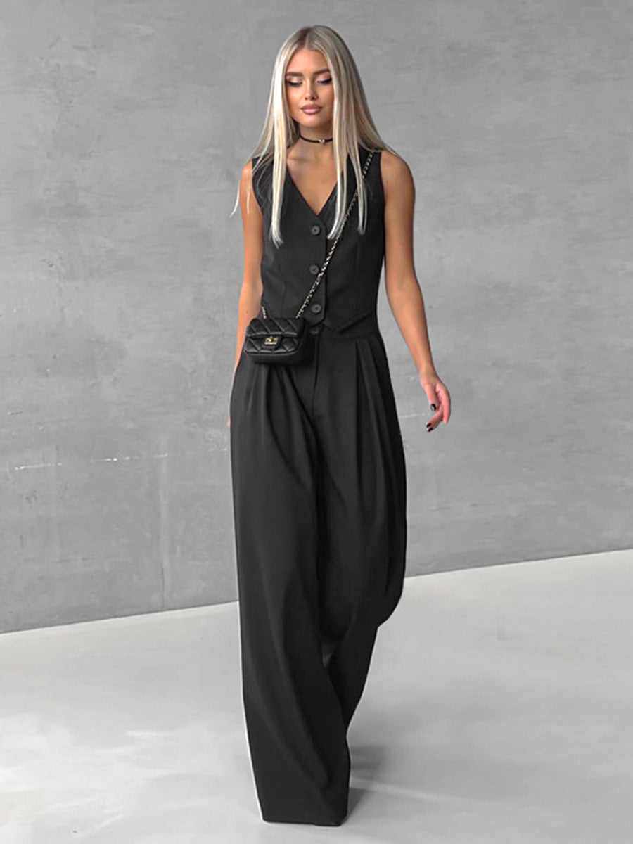 Dame Elegant To-delt med moderne blazer og vide bukser Stilla