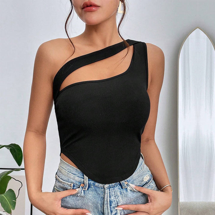 Damernes asymmetrisk bodysuit med fine spaghetti-stropper og elastisk stof Stilla