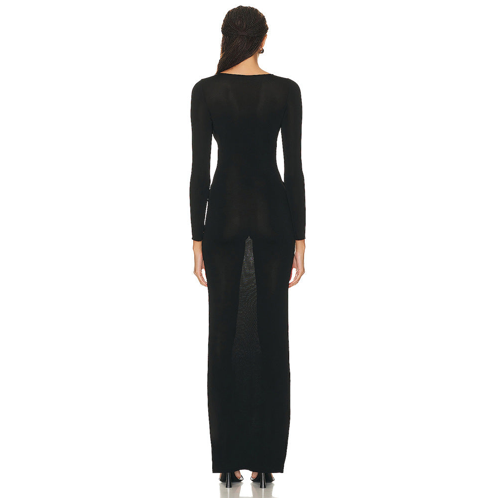 Dame Sexy Cut-Out Aftenkjole med dekorative detaljer Stilla