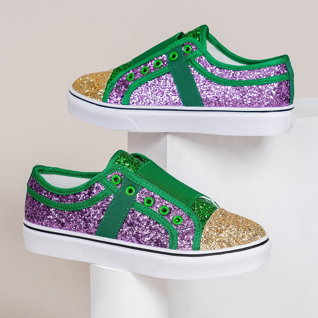 Dame Glitrende Slip-On Sneakers med elastisk indgreb og skridsikker sål Stilla