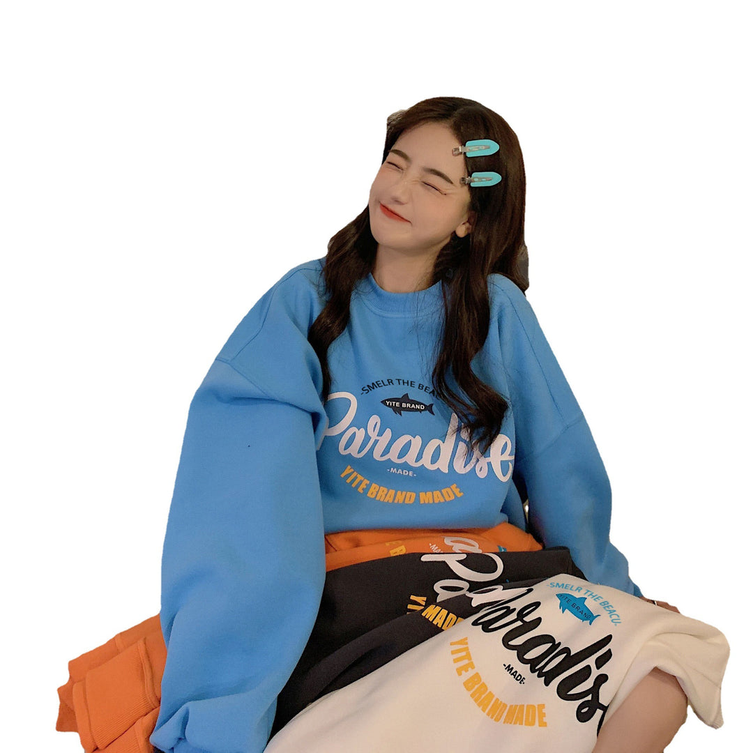Kvinders afslappede oversized sweater med kreativt grafisk design og materialer af høj kvalitet