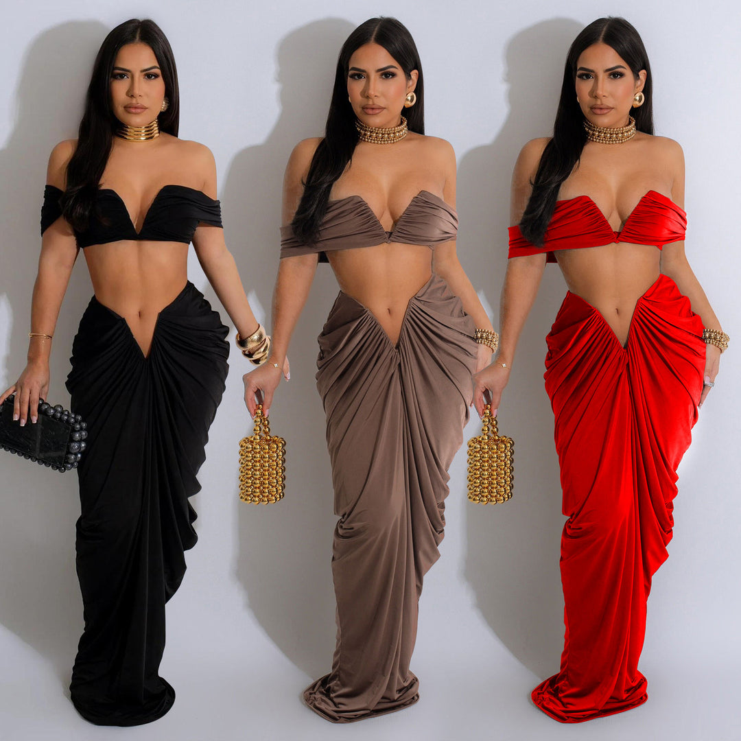 Dame Elegante og stilfulde aftenkjole med off-shoulder snit Stilla