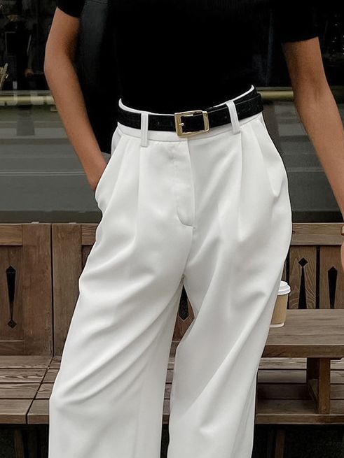 Dame Bredskåret Chino-bukser med høj talje og elegante plisseringer Stilla