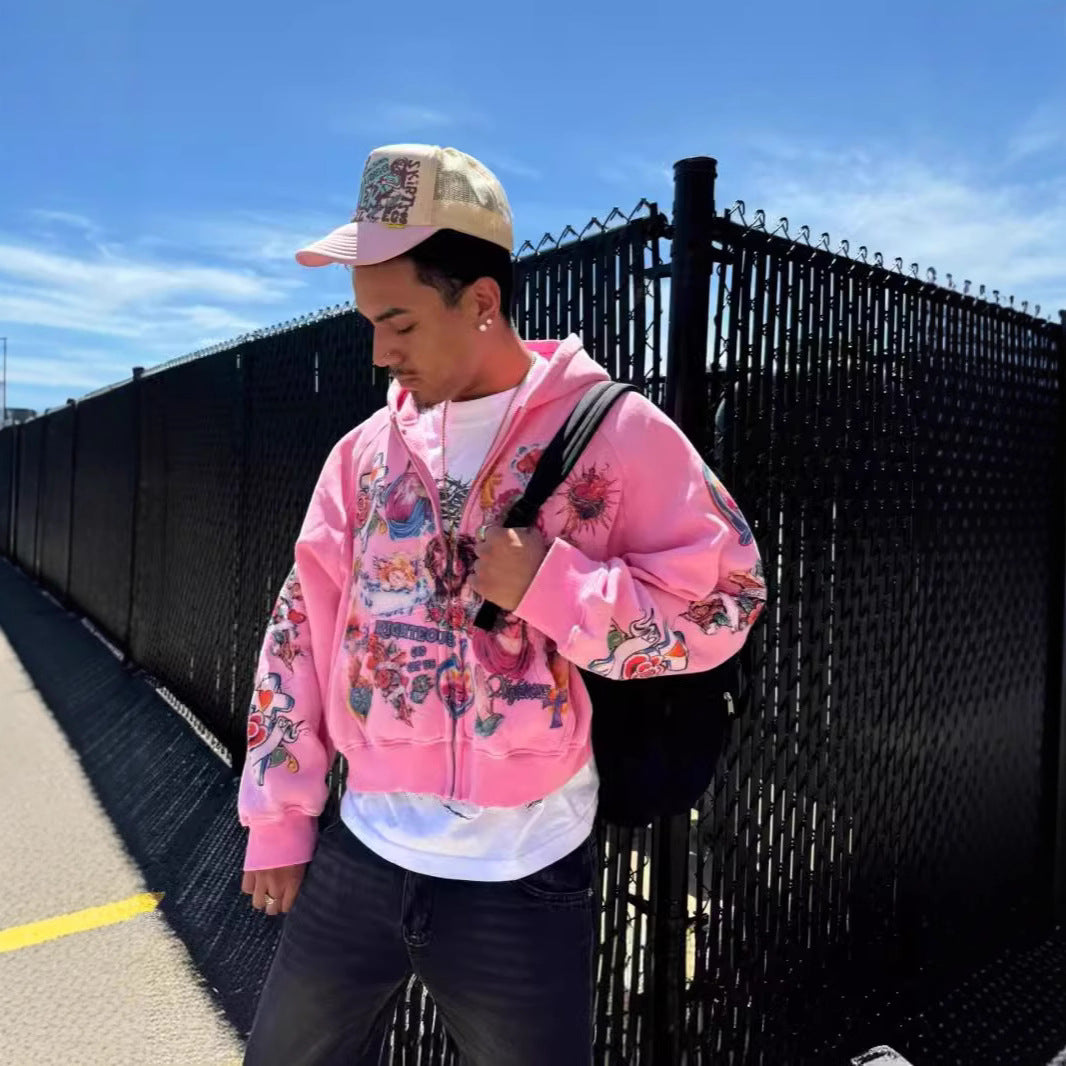 Kvindernes hoodie med farverige tatoveringsprint Stilla