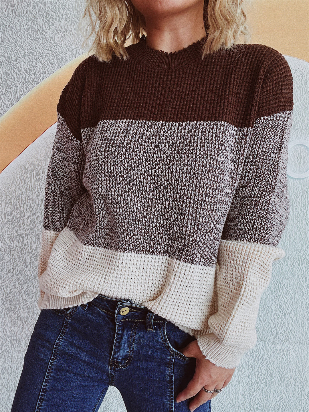 Kvinders afslappede strikket sweater med generøst mønster og moderne skæring Stilla