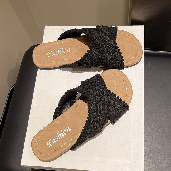 Dame toe sandaler med flettet tekstiloverdel og behagelig fodindlæg Stilla
