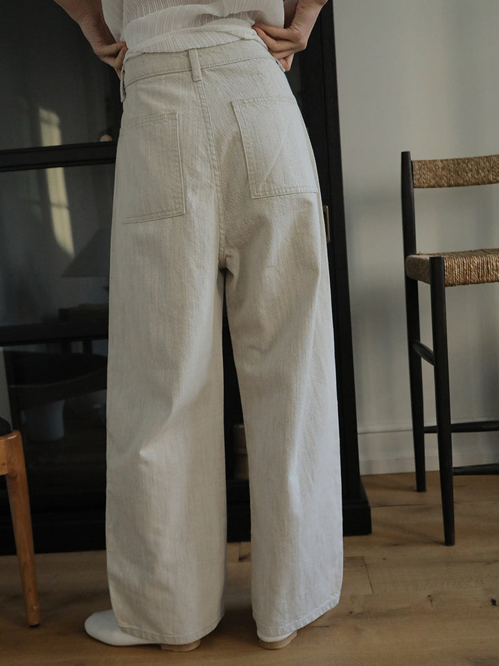 Dame bred bomuldsbukser med elastisk linning og funktionelle lommer Stilla