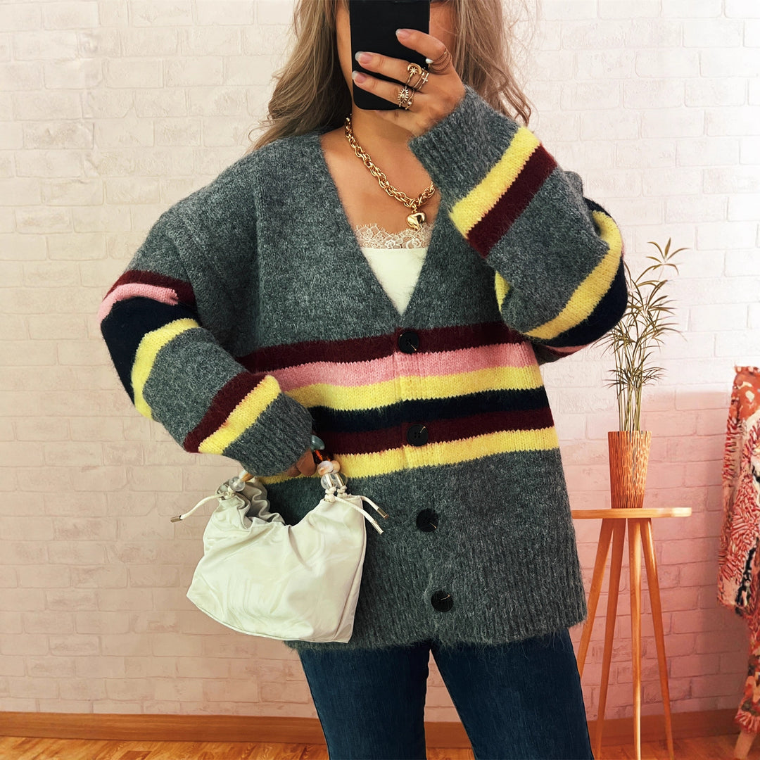 Kvinder hyggelig cardigan med elegante striber Stilla