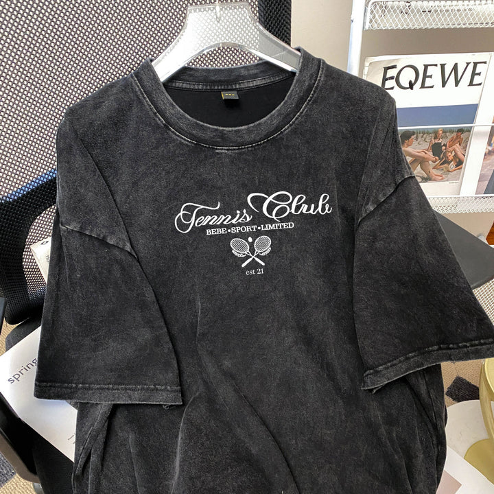 Dame T-shirt med afslappet tennis-design og højkvalitets bomuldsstof Stilla