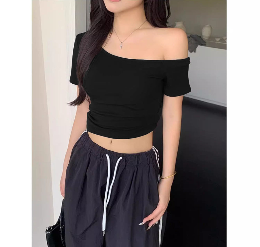 Dame afslappet Crop-Top i Off-Shoulder stil Skovae