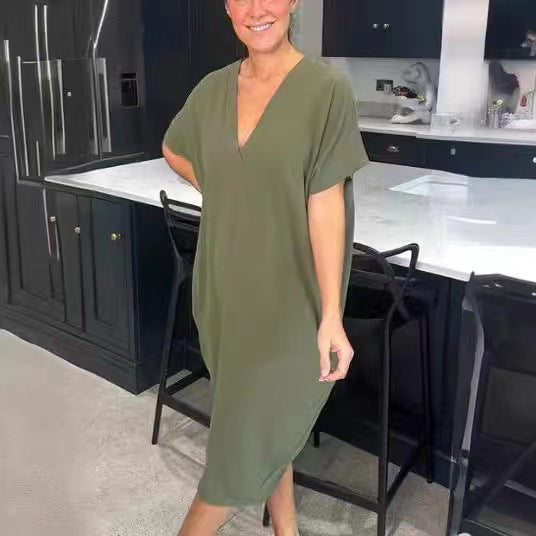 Dame Casual Jersey-kjole med sidelommer og raglanærmer Stilla