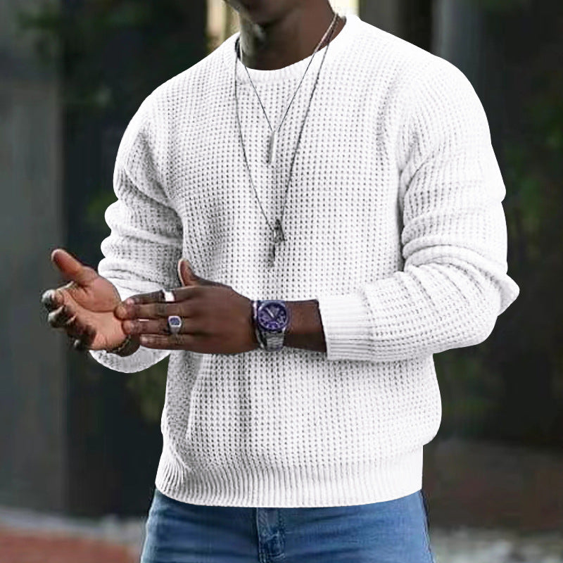 Herrer afslappet struktur sweater med moderne vaffelmønster Stilla