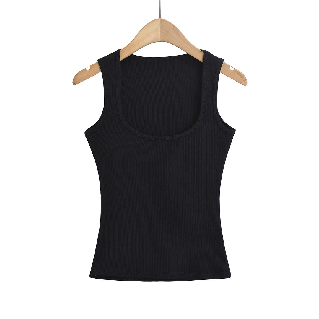 Dame uden ærmer Basic tanktop i høj kvalitet bomuldsblanding med tætsiddende snit og elastisk pasform Stilla