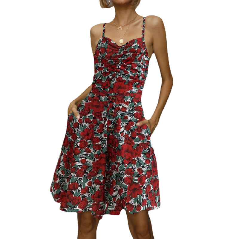 Dame Button-Up A-linje Sommerkjole Stilla