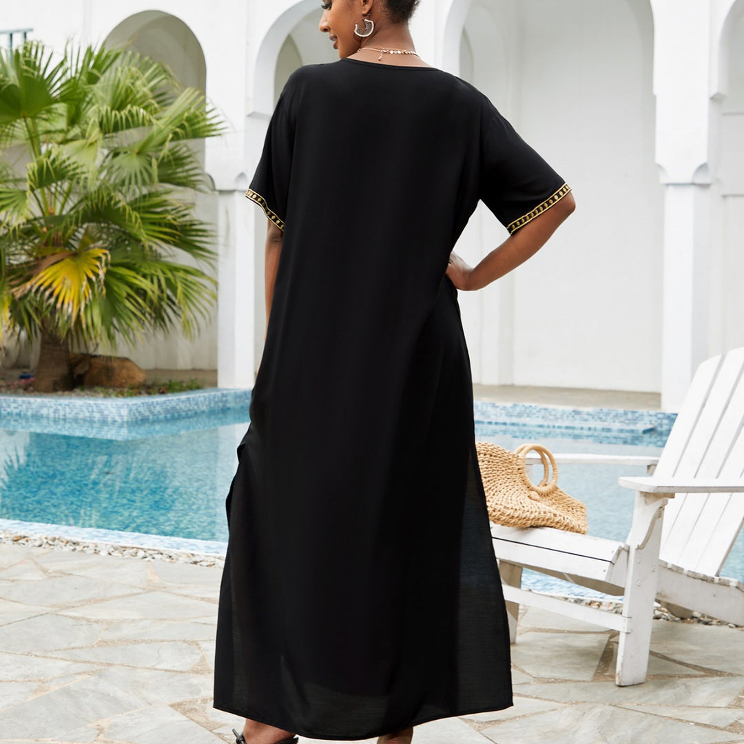 Dame Maxikjole med detaljeret floral broderet spids Stilla