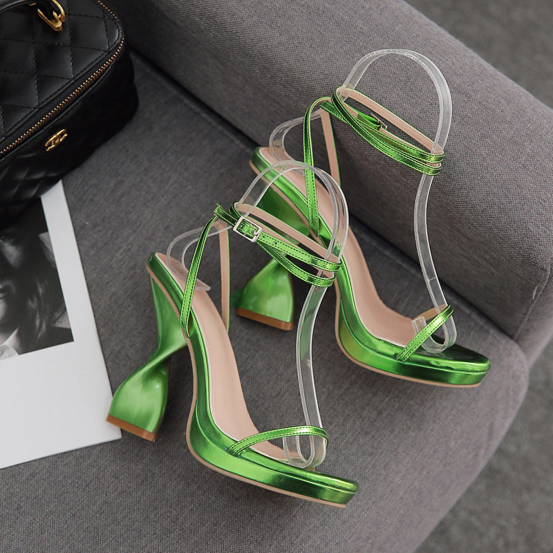 Damer elegante High Heel Sandaler med transparente remme og glitrende overdel Stilla