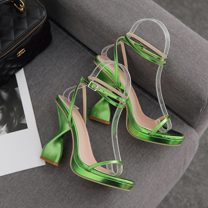 Damer elegante High Heel Sandaler med transparente remme og glitrende overdel Stilla