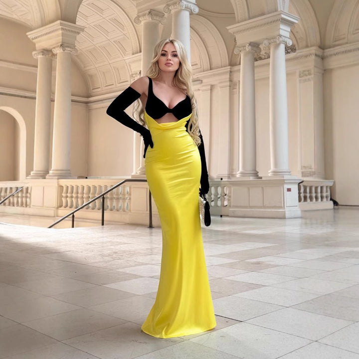 Dame Elegant lang kjole med raffineret bustier-design og flydende nederdel Skovae