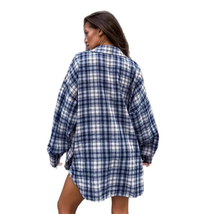Dame Ternet Oversized Skjortejakke med langt snit og brystlommer Stilla