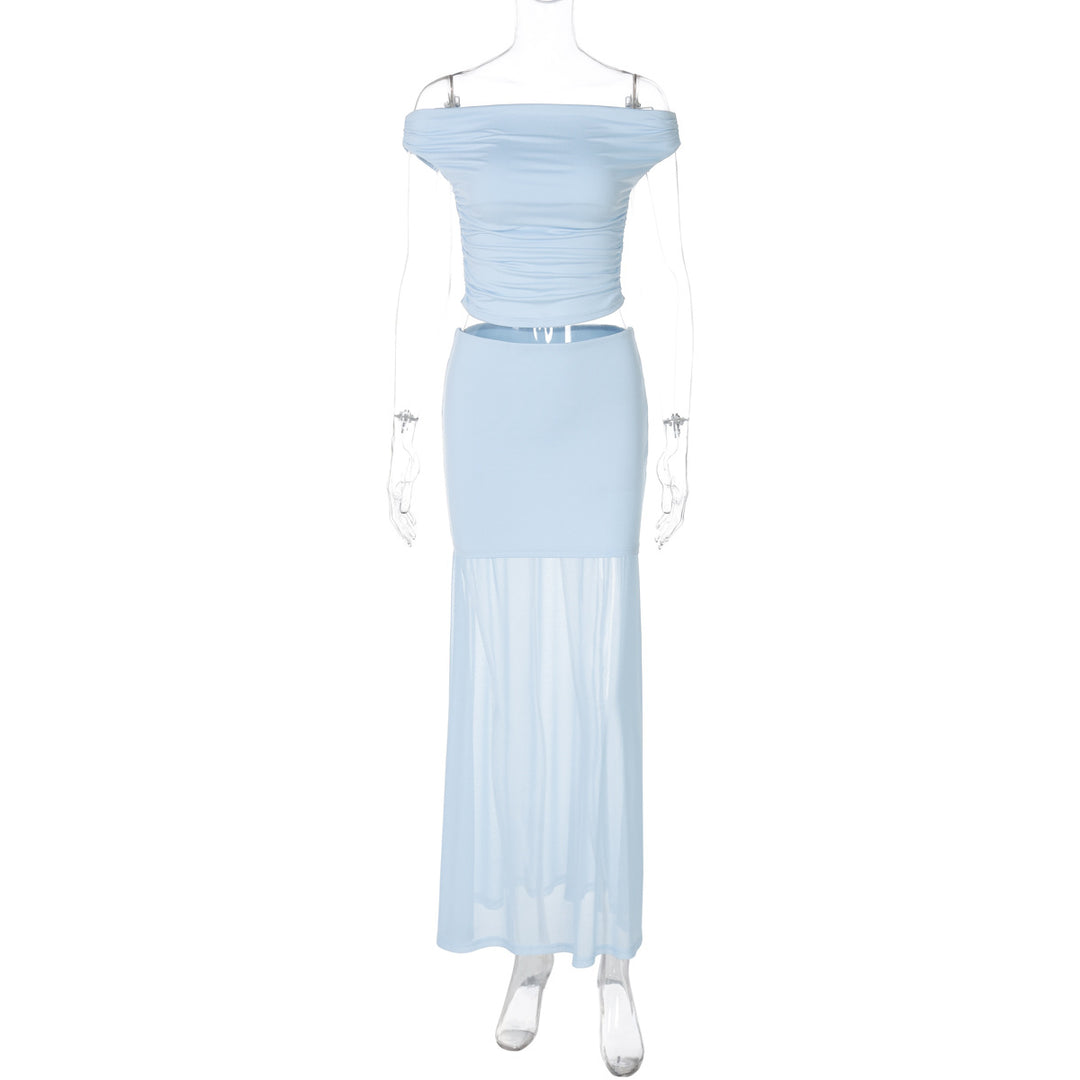 Damer Elegant Off-Shoulder Maxikjole med rynket overdel Skovae
