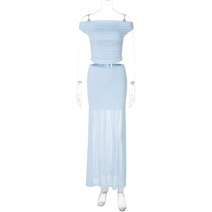 Damer Elegant Off-Shoulder Maxikjole med rynket overdel Skovae
