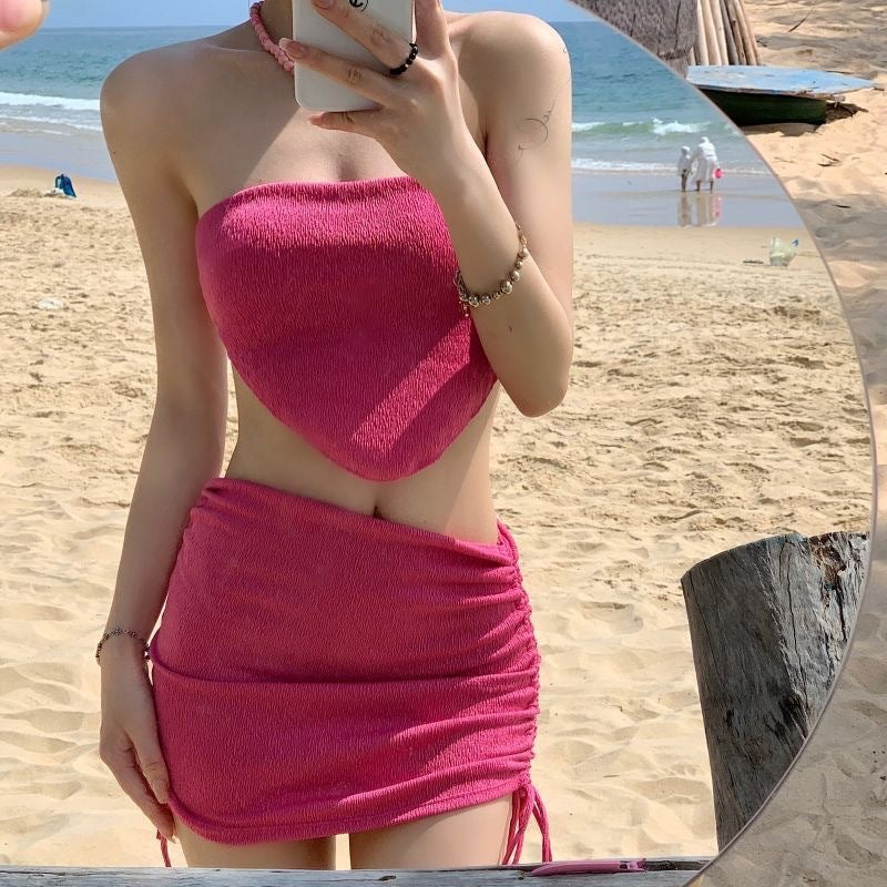 Dame bandeau-top og ruffle shorts-sæt Stilla