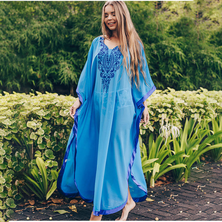Dame elegant Strandkaftan med kunstfærdig broderi og løs pasform Stilla