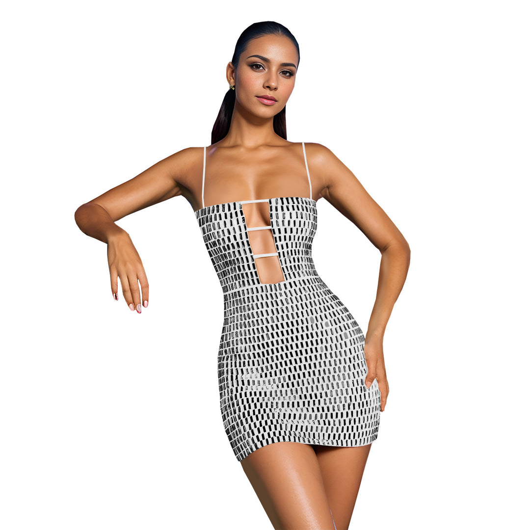 Dame Style-statement minikjole med eksklusive cut-out-detaljer og unikt geometrisk mønster Stilla