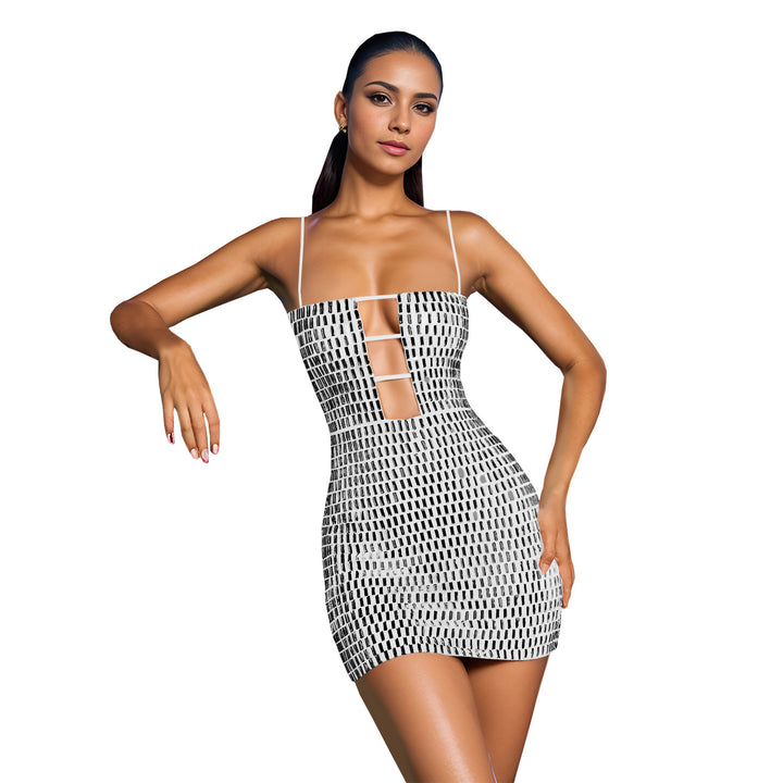 Dame Style-statement minikjole med eksklusive cut-out-detaljer og unikt geometrisk mønster Stilla