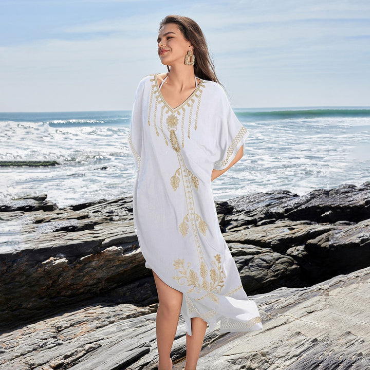 Dame Broderet Strandkaftan Stilla