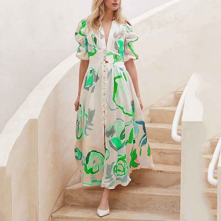 Dame Floral-Print-Maxikjole Stilla