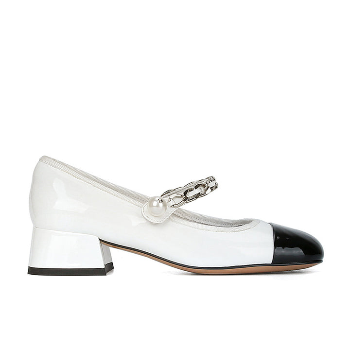 Dame elegante Mary Jane Ballerinas med modisk kæde rem Stilla