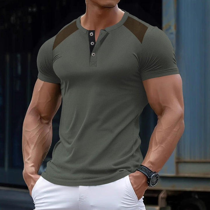Herrer fritids Henley-shirt med mesh-detaljer Stilla