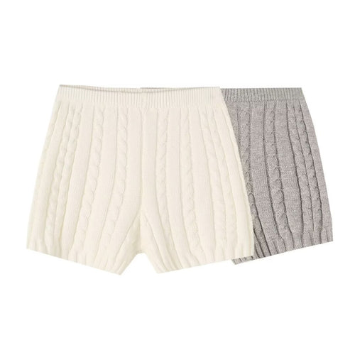 Dame strikshorts med ribstruktur og høj talje Stilla