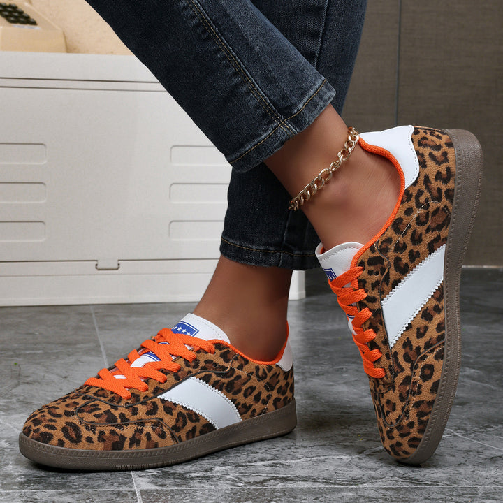 Dame nan leopardmønster wildlærgslook sneakers med ergonomisk polstret sål og skridsikre gummisåler skovae