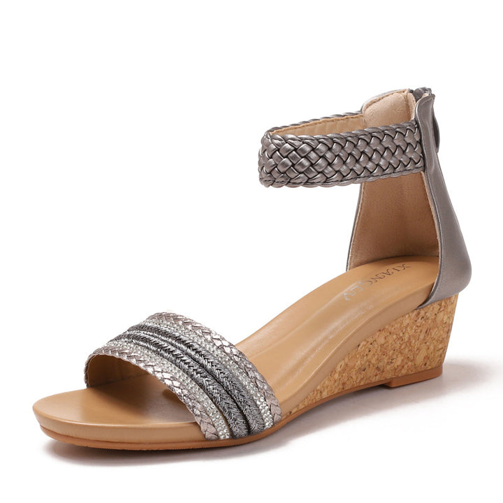 Dame wedge-sandaler med flettede remme og komfortabelt fodseng Stilla