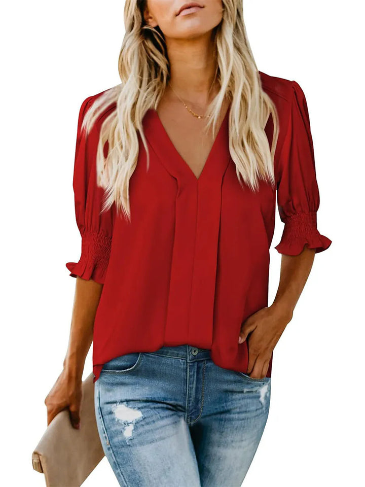 Dame elegant plisseret bluse Stilla