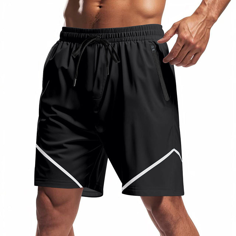 Herrer nan åndbare træningsshorts med lynlåslommer og elastisk snoretræk Skovae