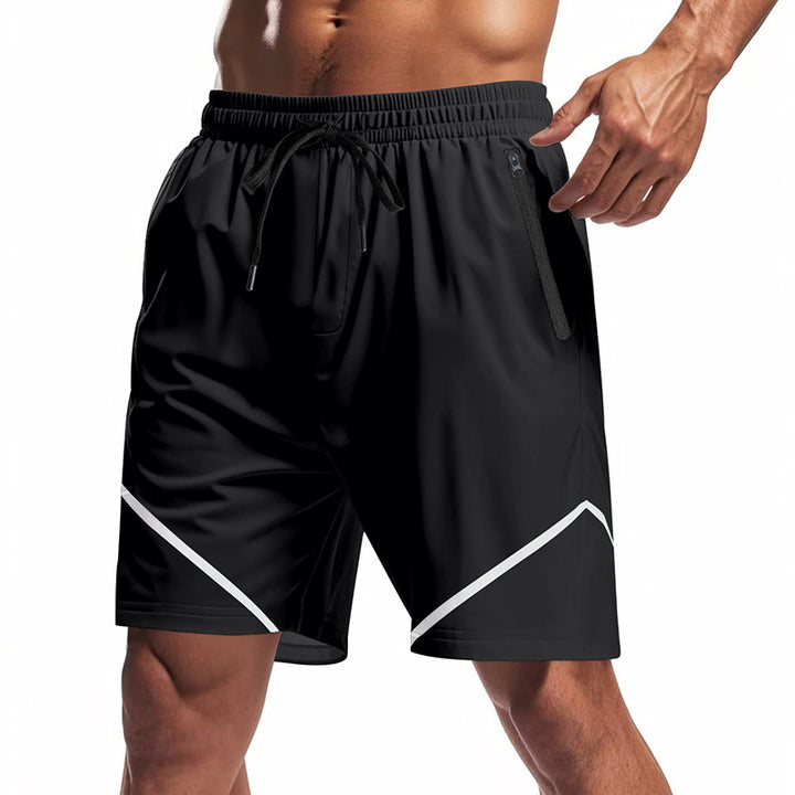 Herrer nan åndbare træningsshorts med lynlåslommer og elastisk snoretræk Skovae