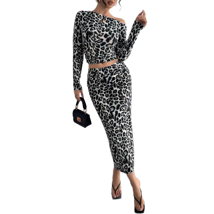 Dame Sportsligt Ensemble med asymmetrisk snit og Animal-Print Stilla
