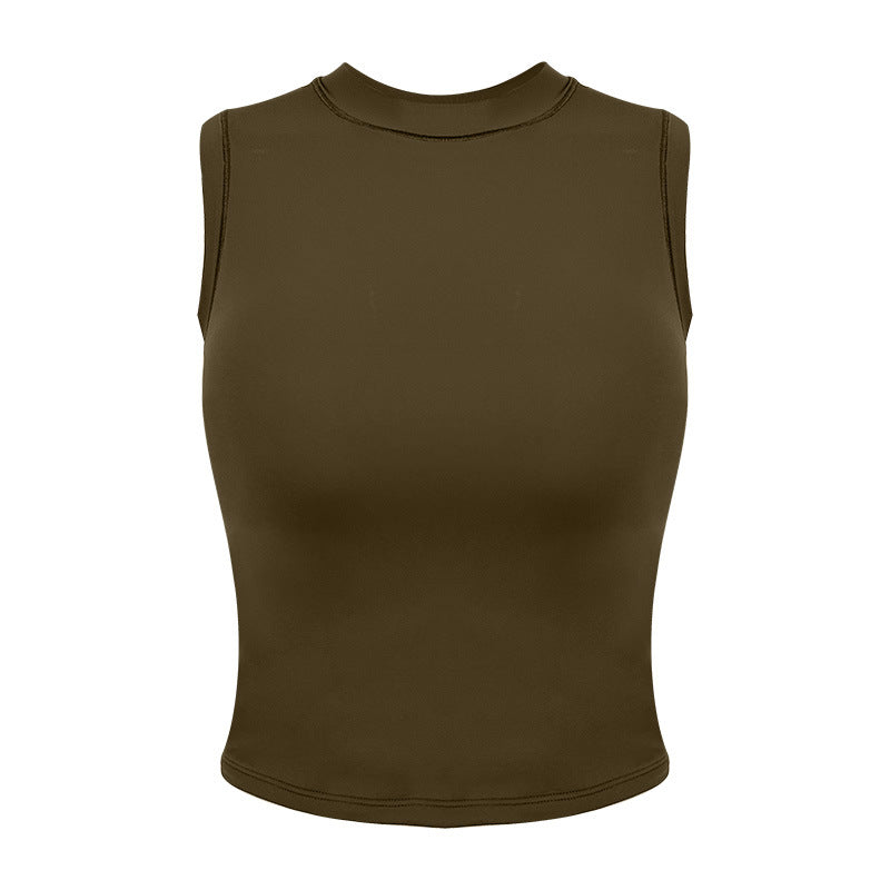 Dame Sporty ærmeløs crop-top med høj krave lavet af fleksibelt materiale teknologi Stilla